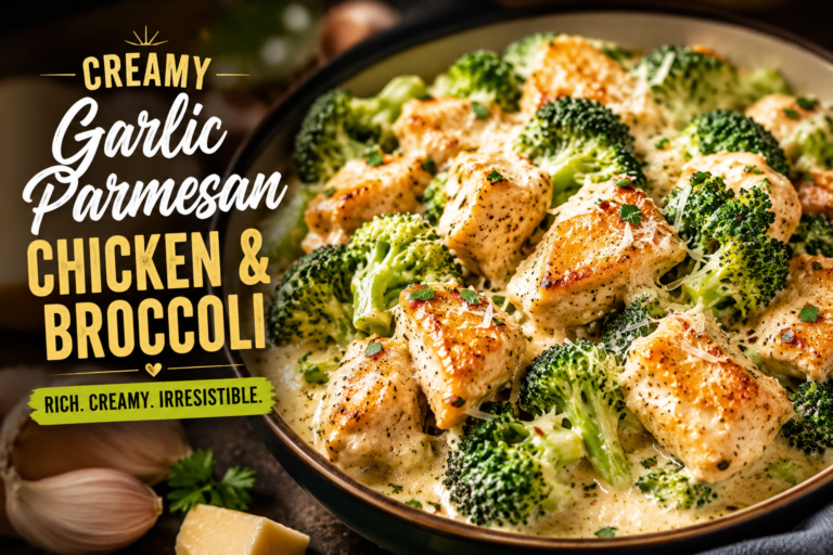 picture showing Creamy Garlic Parmesan Chicken & Broccoli