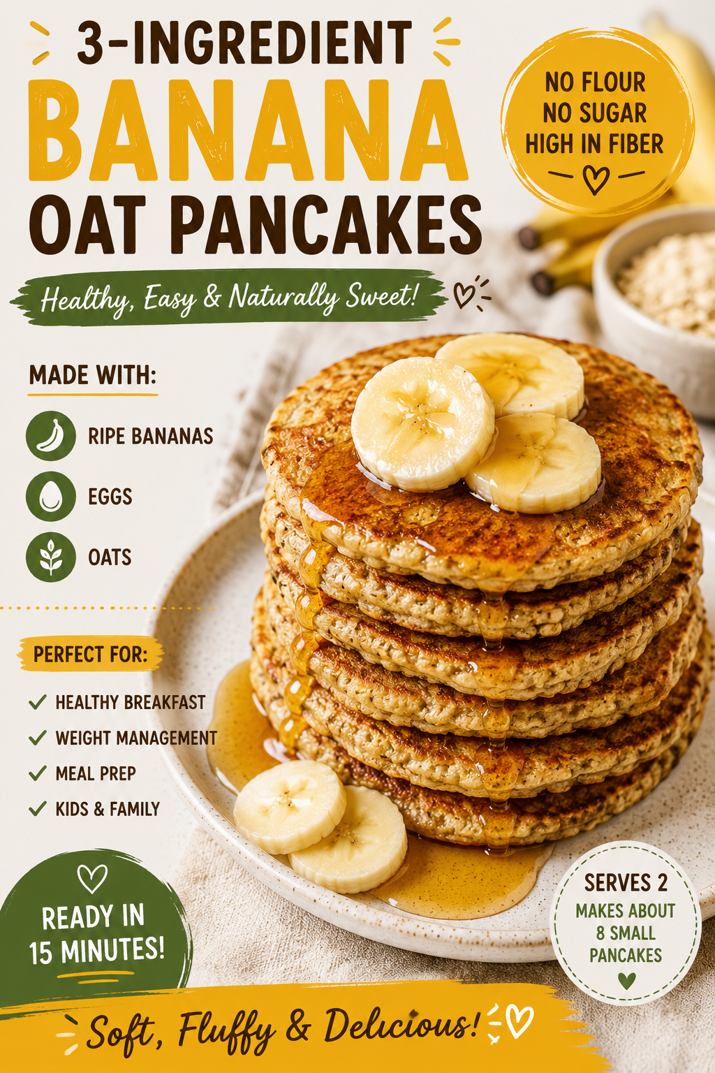 Banana Oatmeal Pancakes