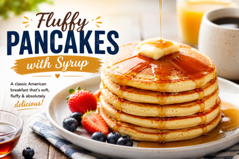 Fluffy Pancakes with Syrup Recipe – Easy American Breakfast Idea